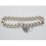 Solid silver bracelet with lock and chain London 1979 7.5" 37g