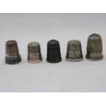 Collection of silver thimbles including large Charles Horner