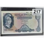 Mint condition 1937 Helmeted Britannia £5.00 note