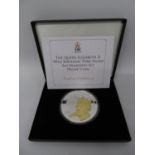 QEII 90th Birthday pure silver 5oz diamond set proof coin with box and paperwork