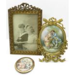 2x framed miniatures and 1x regency miniature painted onto ivory