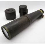 WWI leather cased telescope with mounting screw