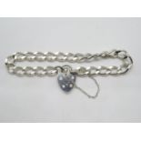 Vintage silver bracelet with lock and chain London 1977 7.25". 13.7g