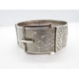 Fabulous vintage silver buckle bangle by Nathan Brothers - unique fastener - Birmingham 1963. 69g