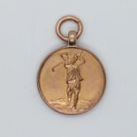 Antique 9ct rose gold golfing medal Birmingham 1924 4.2g