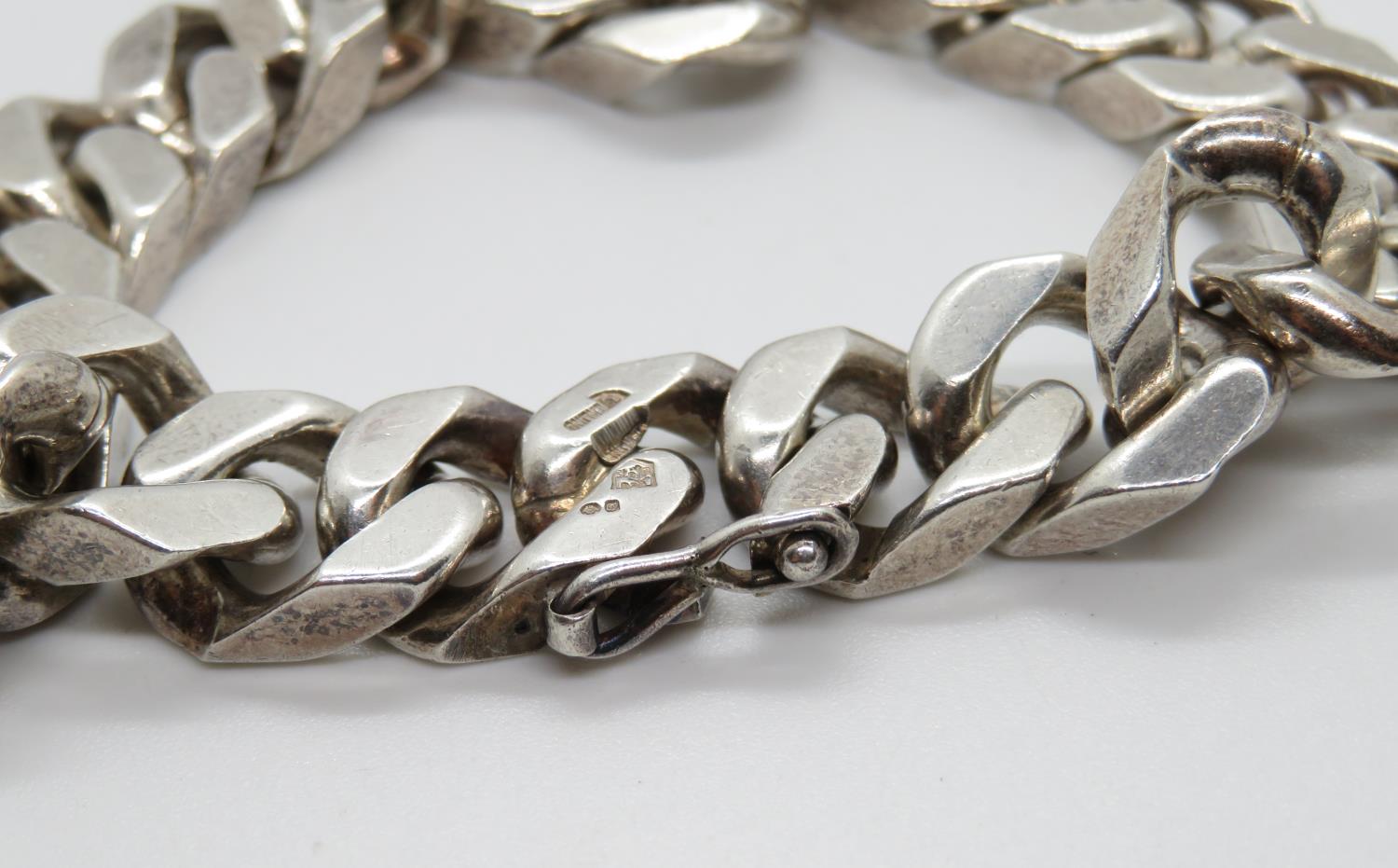 Gentleman's heavy silver curb link bracelet London 1978 8.75" 66g - Image 2 of 3