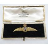 Large 9ct RAF sweetheart brooch. 5.7g boxed