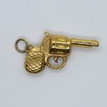 Vintage 9ct gold revolver charm London 1979