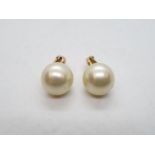 Set of large pearl and 9ct gold earrings
