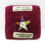 9ct gold and enamelled Eastern Star jewel fully HM 1.7g