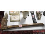 22" polished stone axe on shaft