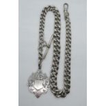 Large chunky watch chain with fob 74g