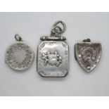 3 small silver lockets