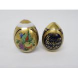 Pair of Russian hand painted Faberge eggs