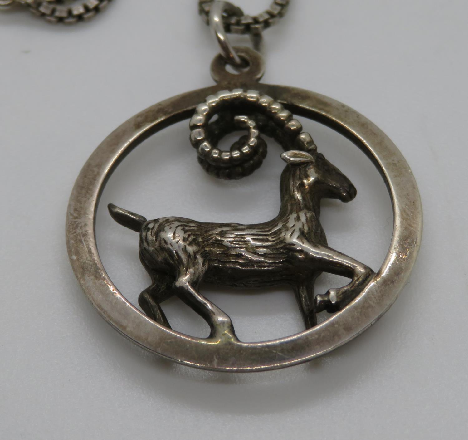 Silver HM Capricorn pendant and chain - Image 2 of 2