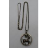 Silver HM Capricorn pendant and chain