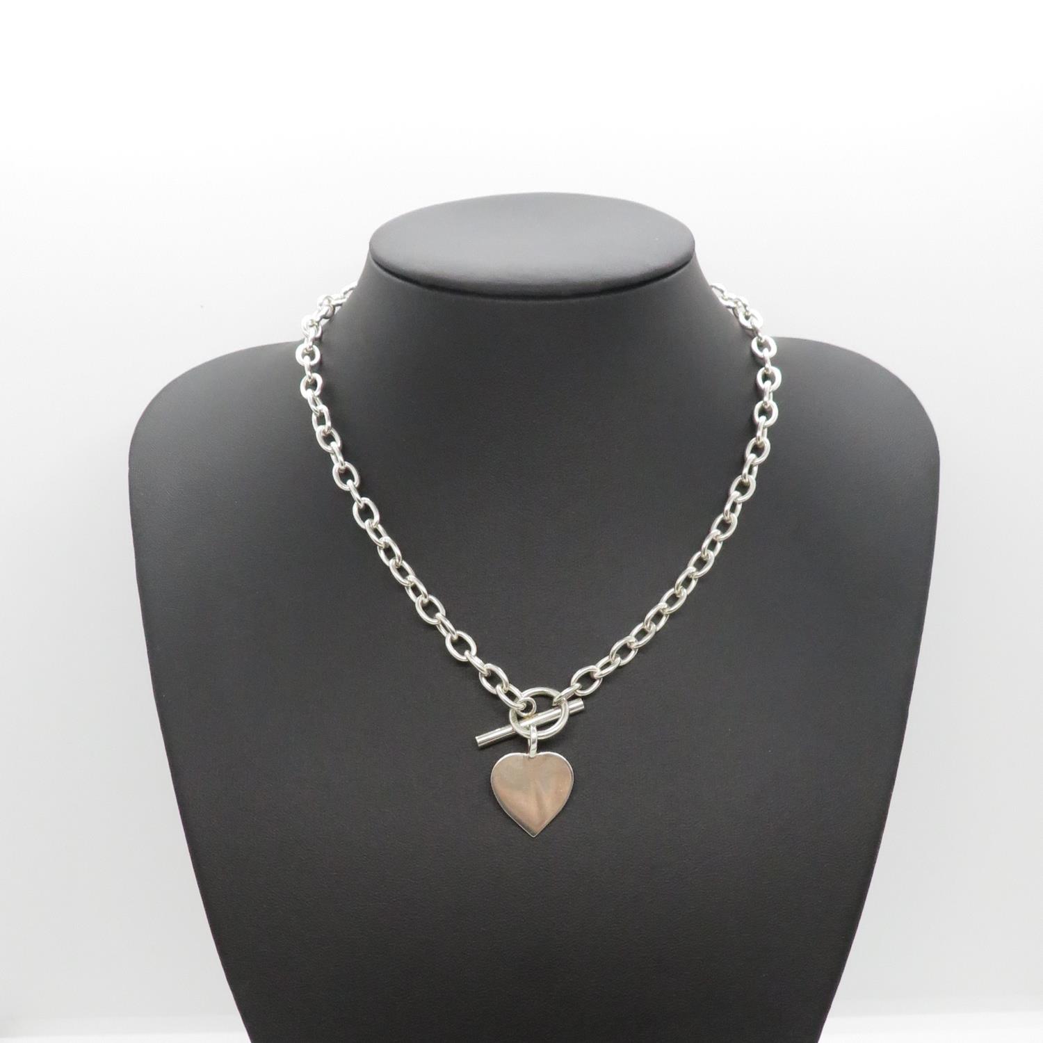 Silver Tiffany style necklace with heart 16" 28.8g