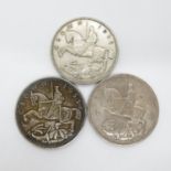 3x silver crown Rocking Horse, George V all 1945