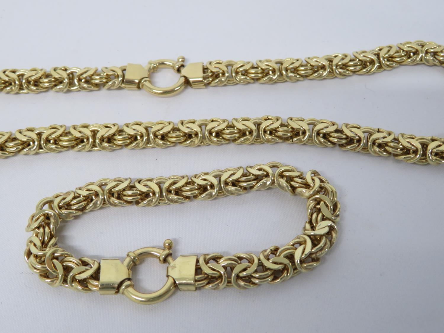 Gold on silver Byzantine link bracelet with matching necklace 18" fully HM 60g - Image 2 of 2