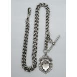 Chunky watch chain and fob HM silver 66g