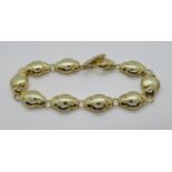 HM gold on silver bracelet with toggle 7.5" 23g