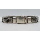 Chunky 8" herringbone silver bracelet 66g