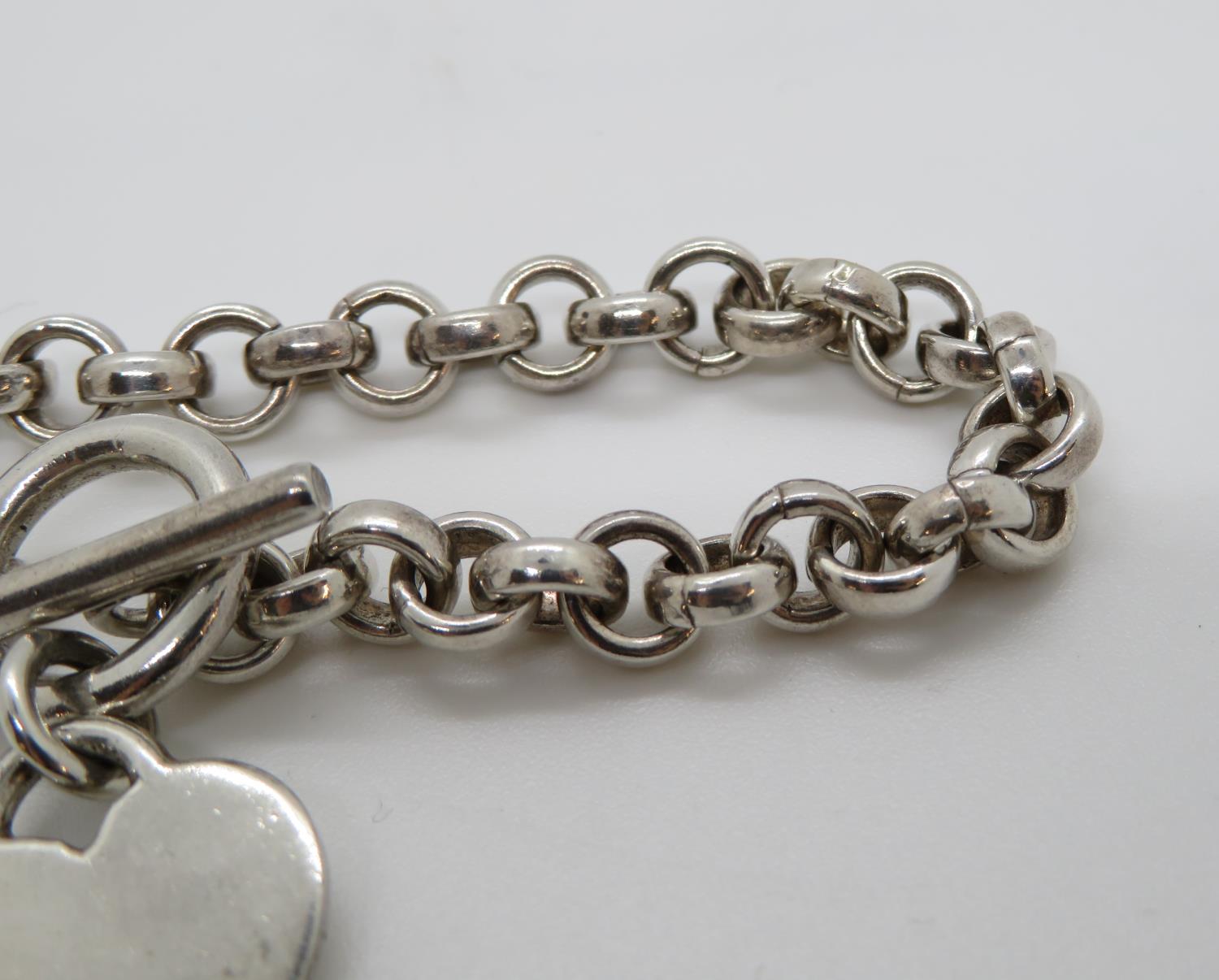 HM silver Tiffany style bracelet with heart 7.75" 31g - Image 2 of 2