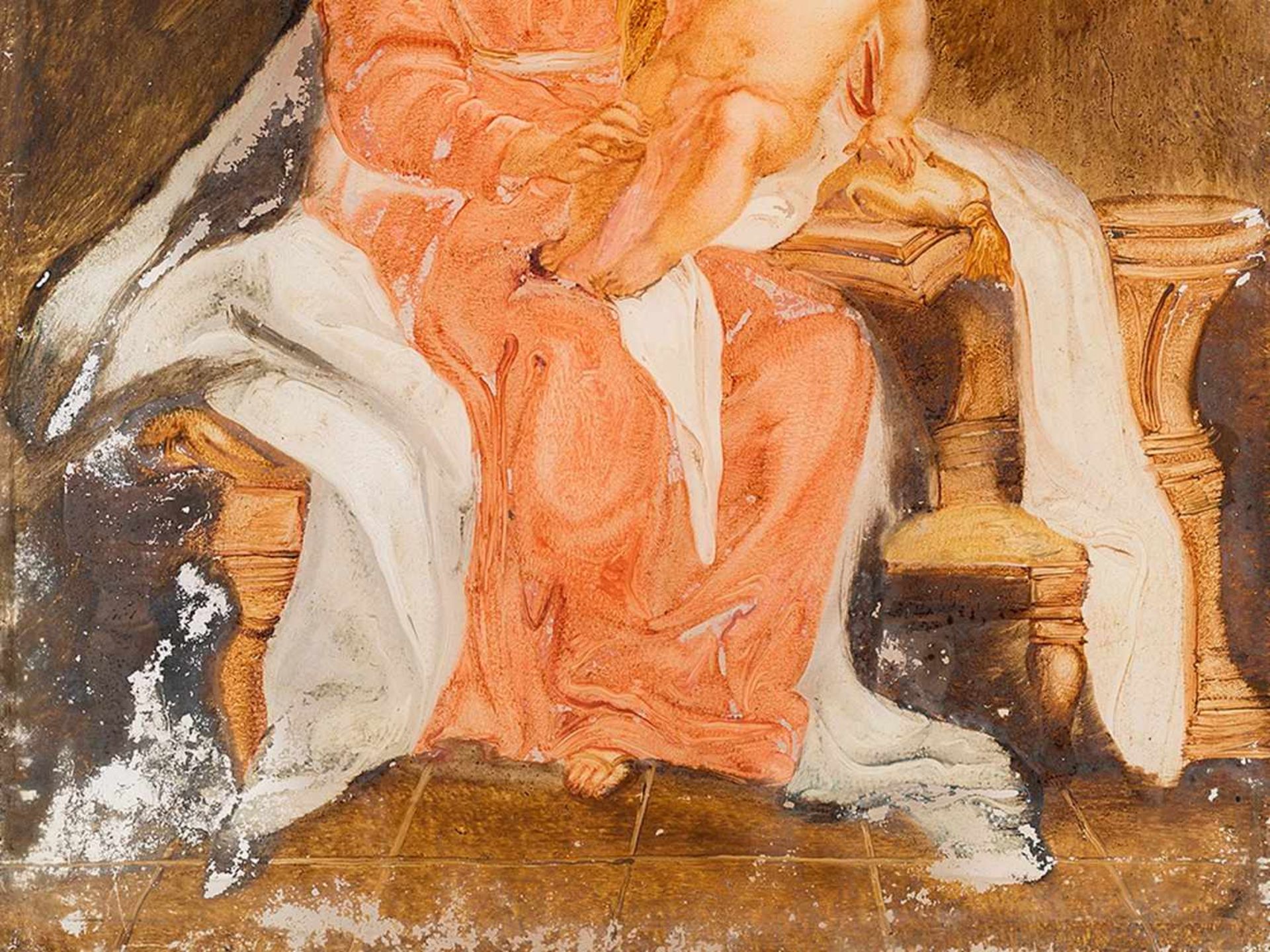 Madonna & Child, Reverse Glass Painting, Spanish School 18th C. - Bild 6 aus 8