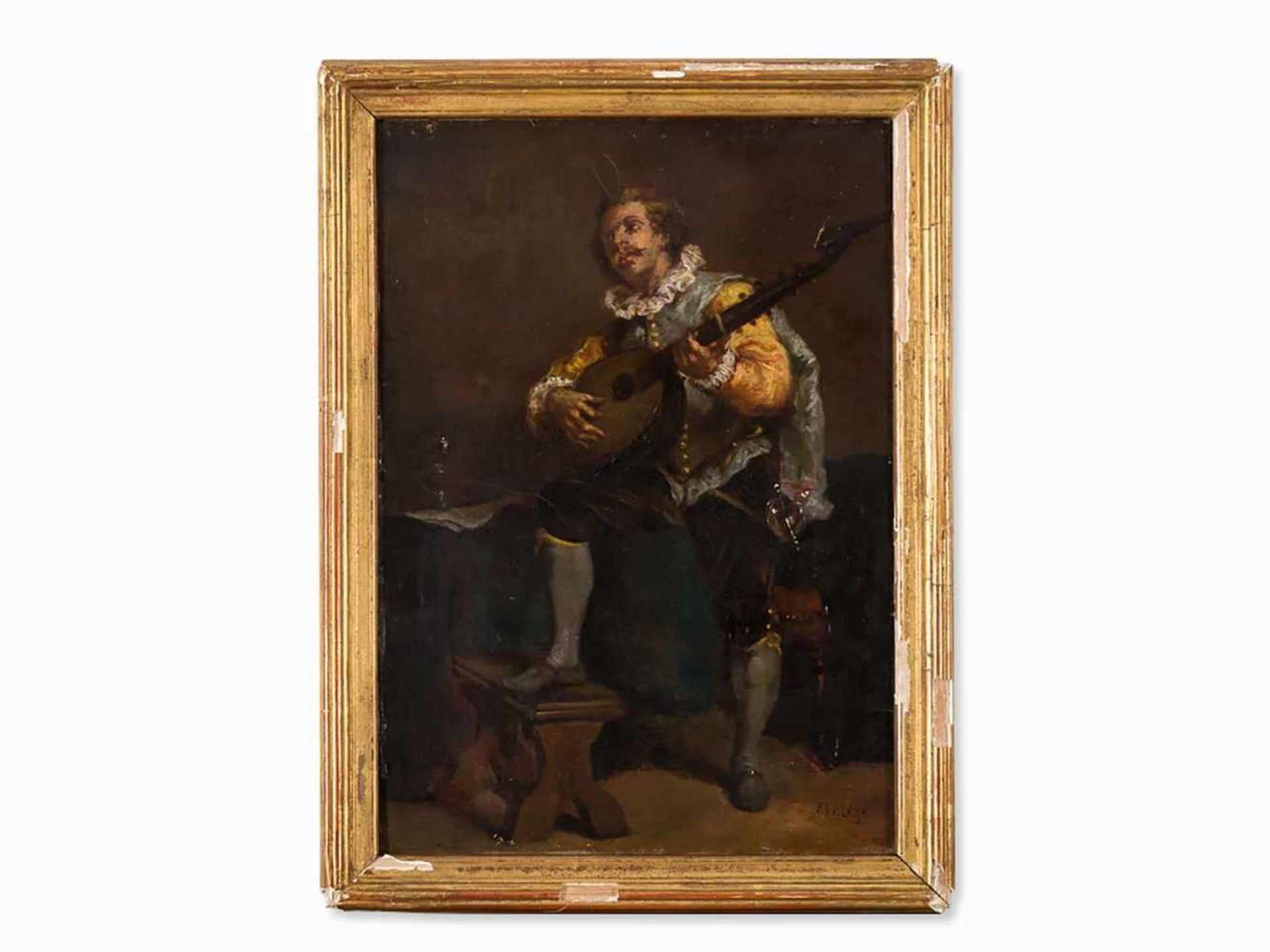 Enrique Atalaya (1851-1914), Man Playing The Lute, Oil, c. 1880