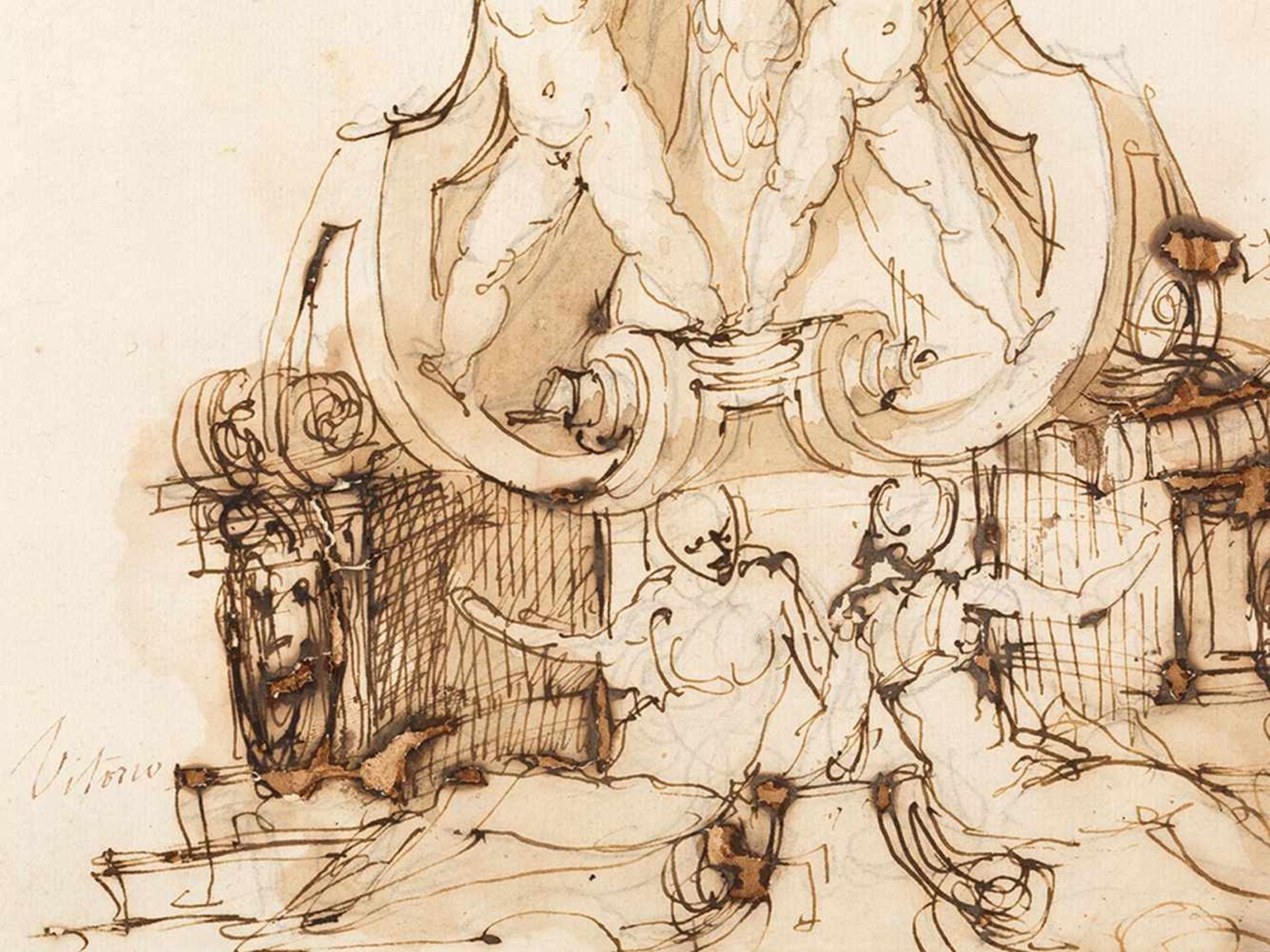 Marco Marchetti (ca.1526-1588), Design for a Base, 16th C. - Bild 5 aus 7