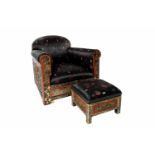 Chinese armchair with footstool