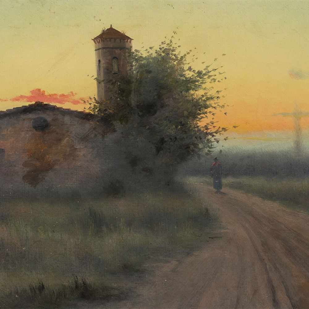 Vidal, Oil Panting, Landscape with Sunset, Spain, 1st H 20th C. - Image 9 of 9