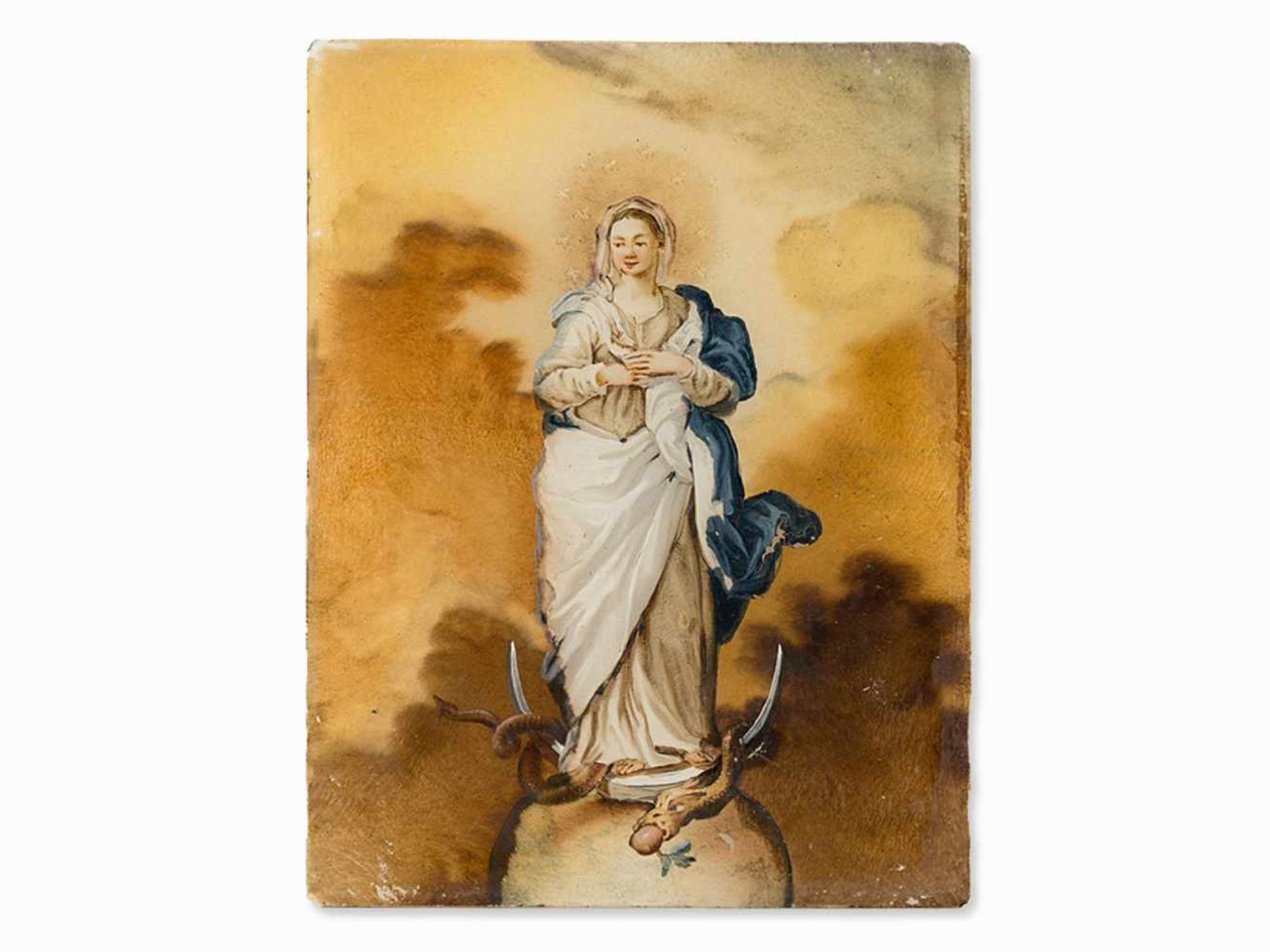 Immaculate Conception, Reverse Glass Painting, Italy, 18th C. - Bild 2 aus 6