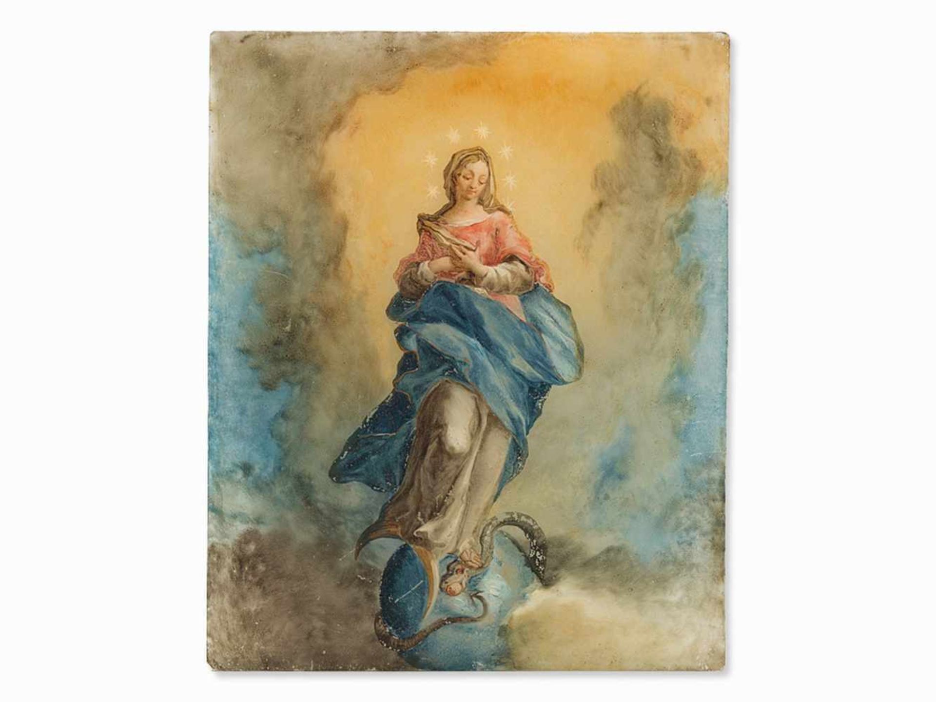 Immaculate Conception of Mary, Reverse Glass Painting, 18th C. - Bild 7 aus 8