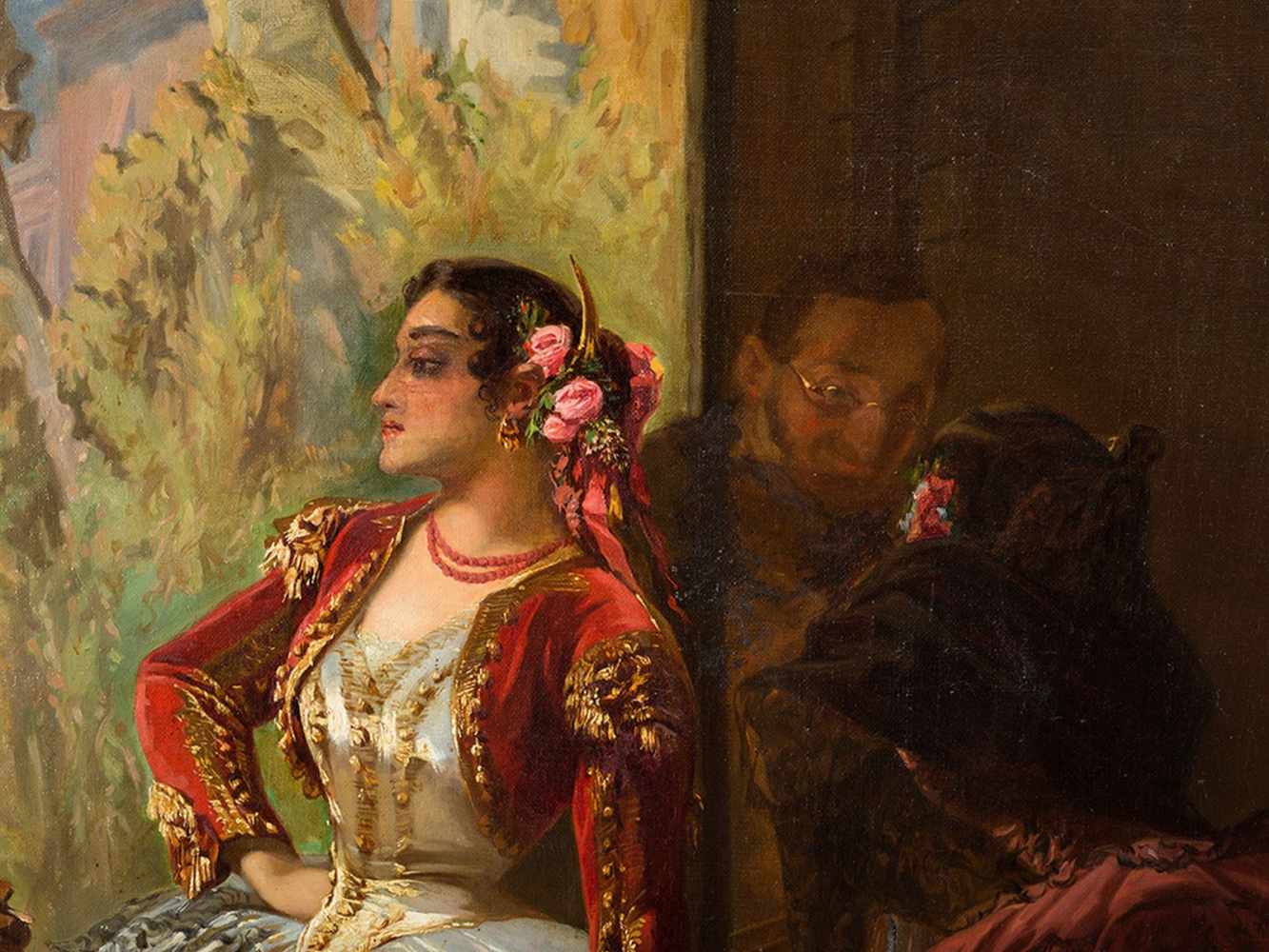 Eugène Giraud (1806-1881), Spanish Dancer, Oil, 1886< - Image 5 of 10