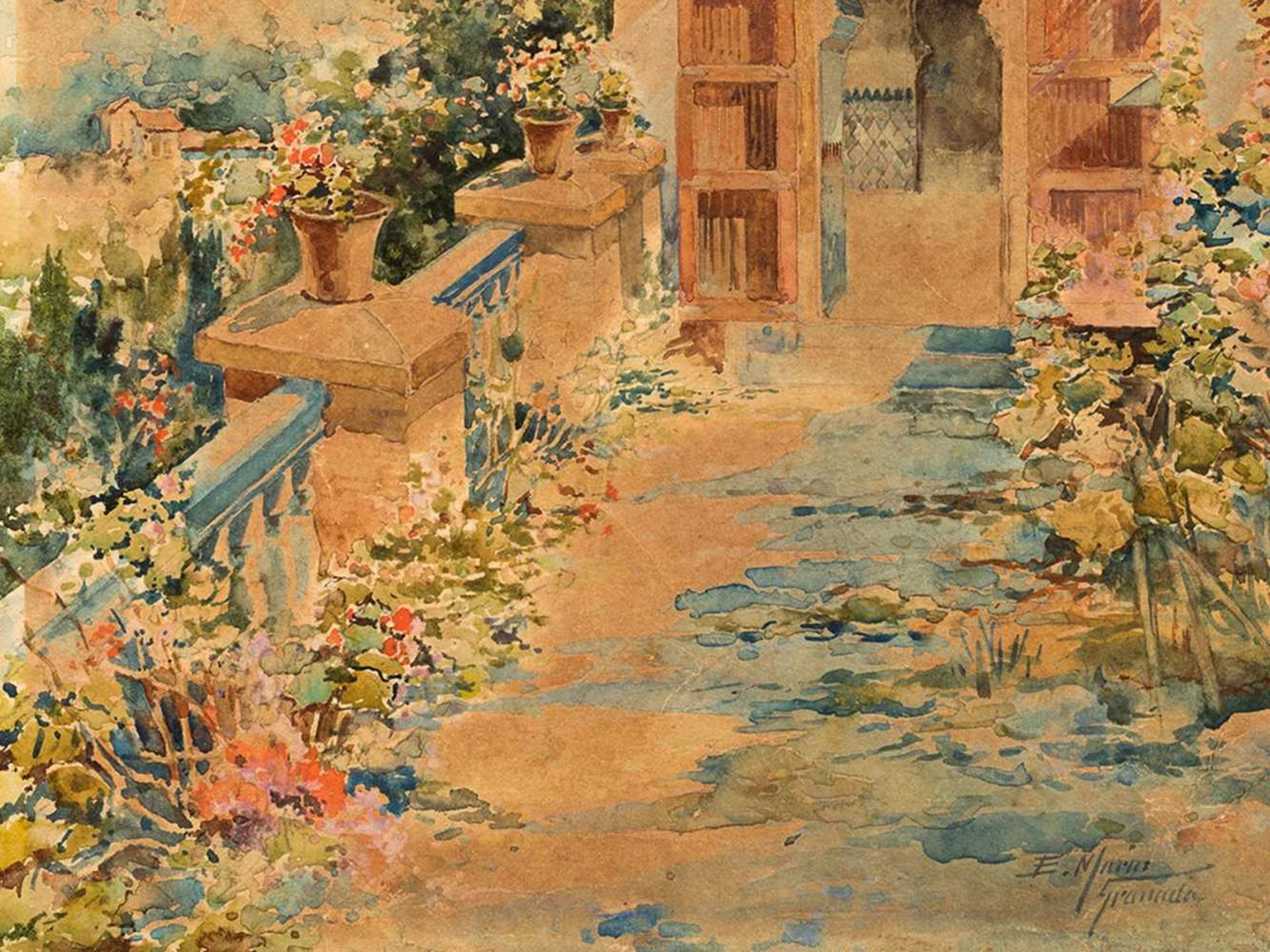 Enrique Marín Sevilla, View of the Alhambra, Watercolor< - Bild 6 aus 8