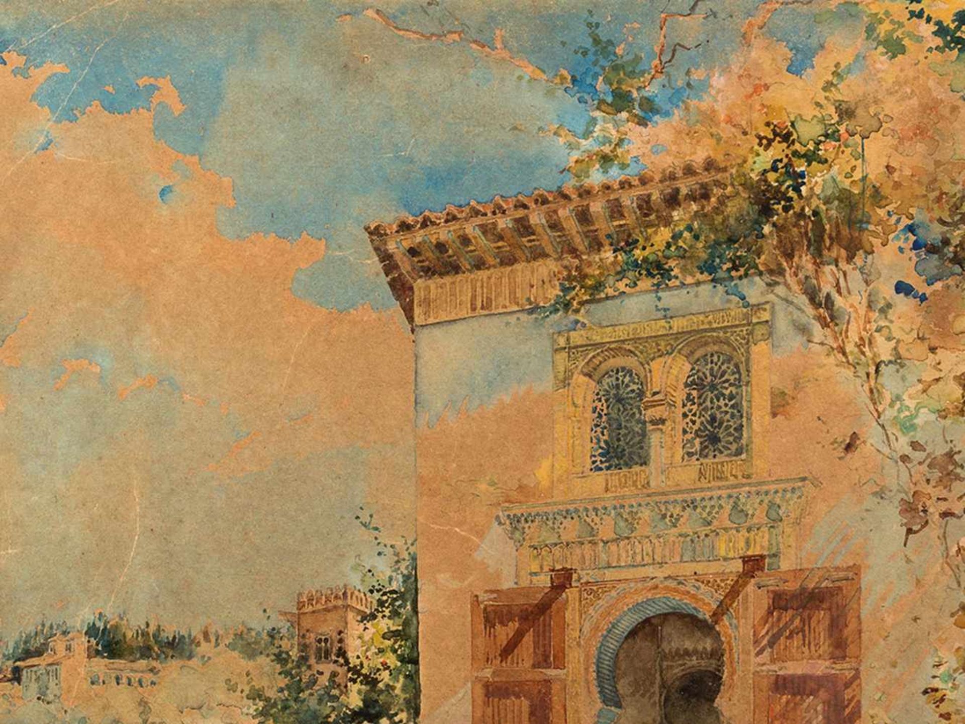 Enrique Marín Sevilla, View of the Alhambra, Watercolor< - Bild 4 aus 8