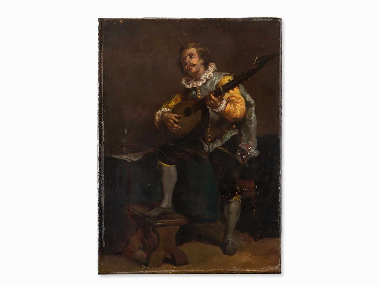 Enrique Atalaya (1851-1914), Man Playing The Lute, Oil, c. 1880 - Image 2 of 8