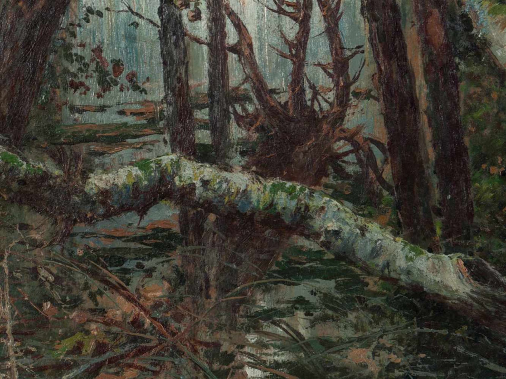 Juan Egea Y Marin, Oil Painting, Waterfall with Birches, c.1890 - Bild 6 aus 9