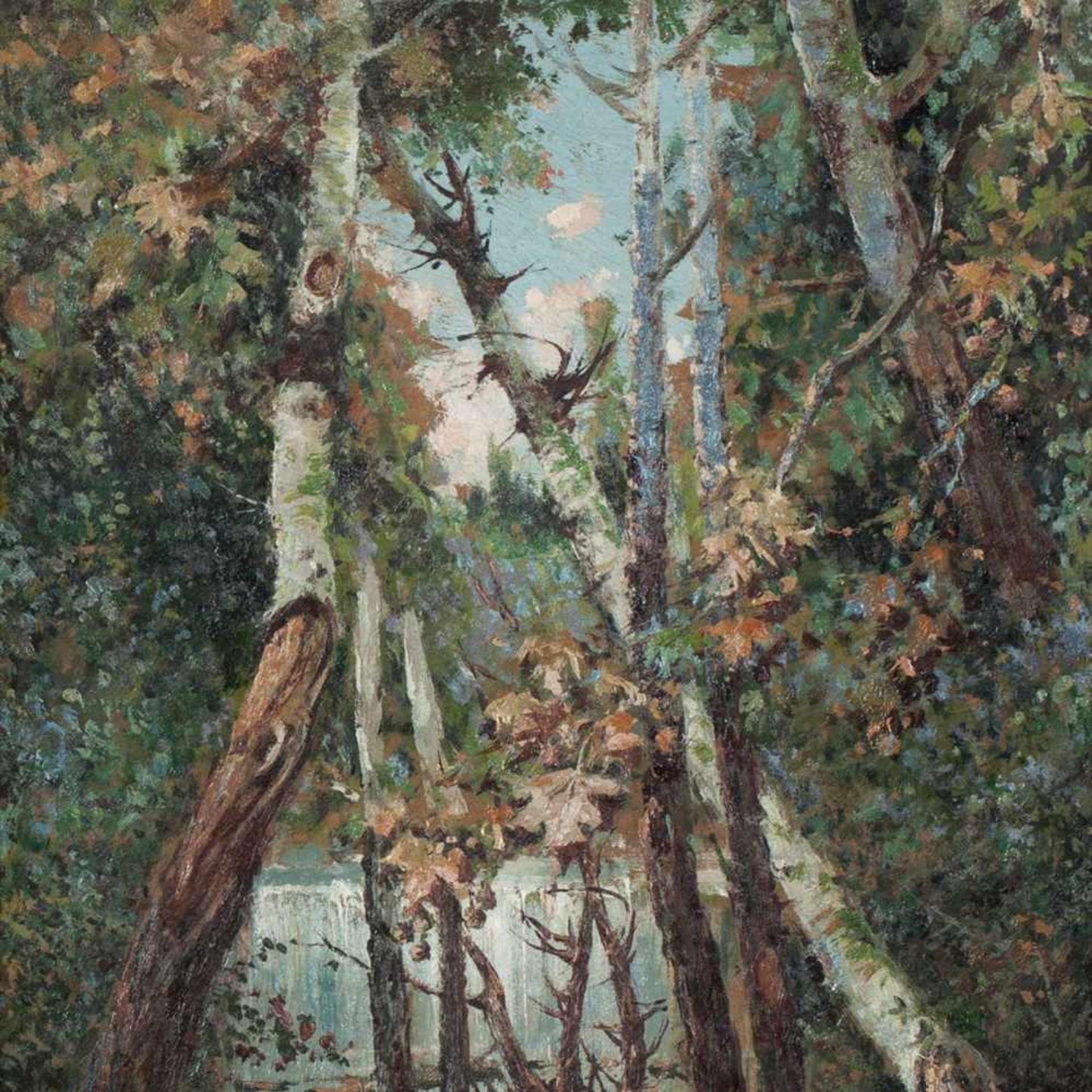 Juan Egea Y Marin, Oil Painting, Waterfall with Birches, c.1890 - Bild 9 aus 9