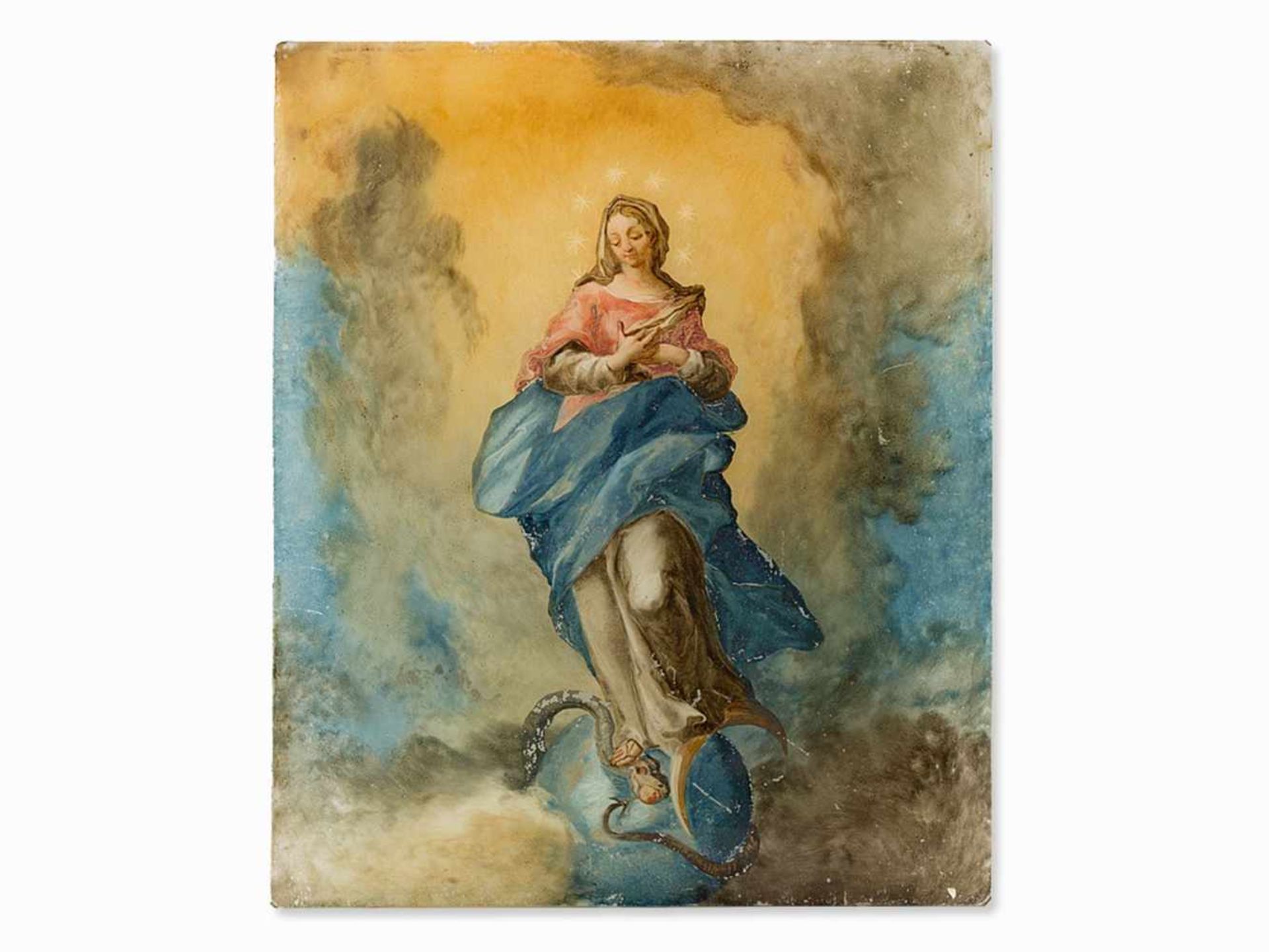 Immaculate Conception of Mary, Reverse Glass Painting, 18th C. - Bild 2 aus 8