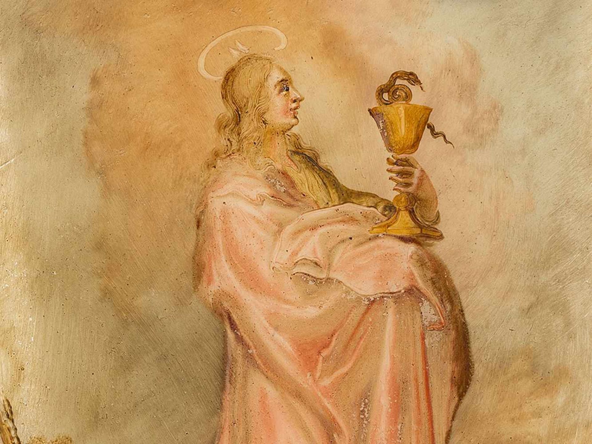 John the Evangelist, Reverse Glass Painting, Italy, 18th C. - Bild 3 aus 6