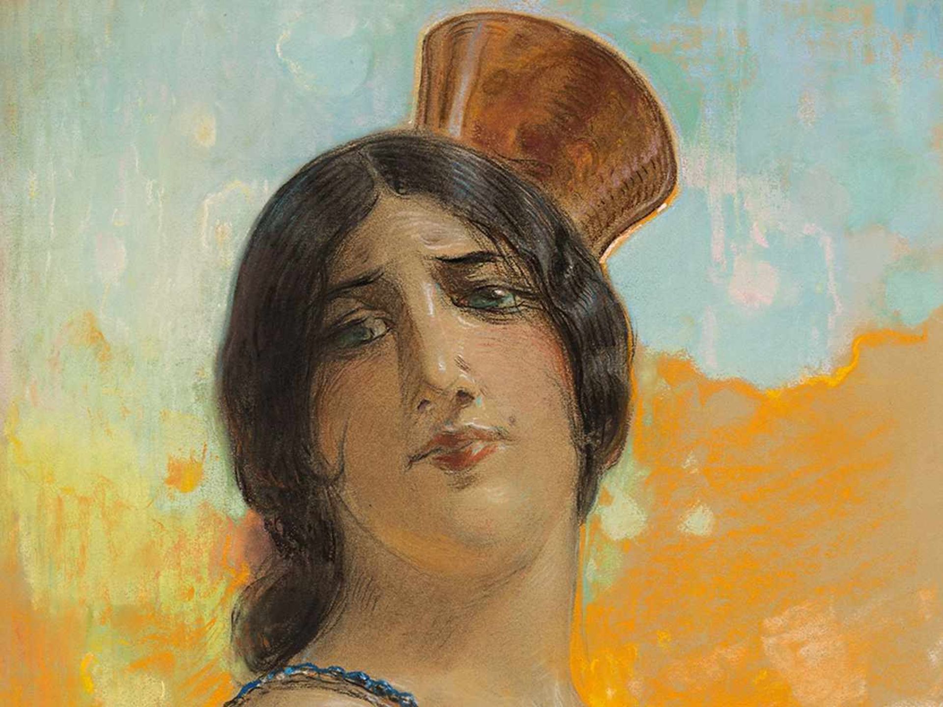 Julio Borrell Pla (1877-1957), Spanish Woman, Pastel, 20th C. - Bild 4 aus 8