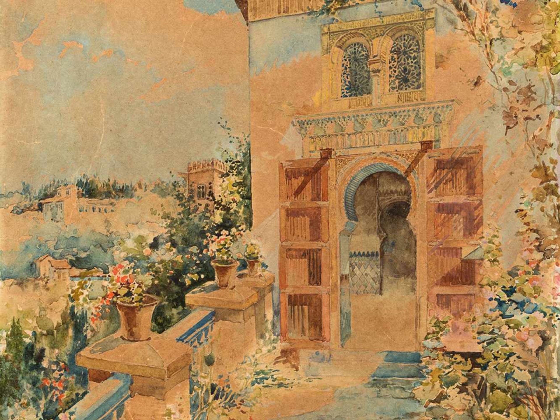 Enrique Marín Sevilla, View of the Alhambra, Watercolor< - Bild 5 aus 8
