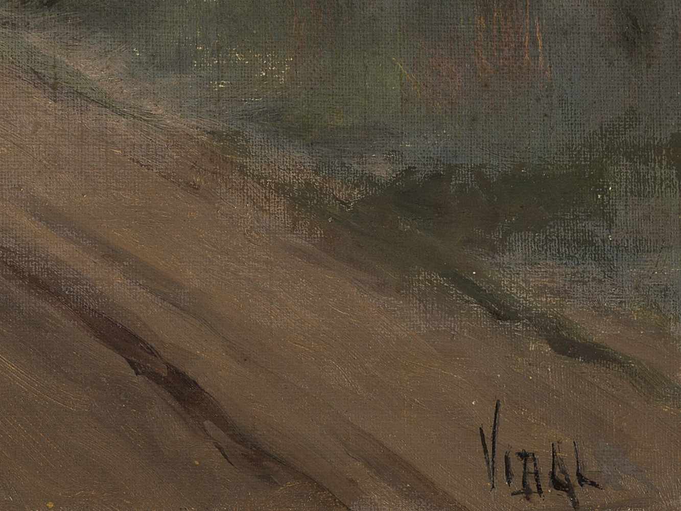 Vidal, Oil Panting, Landscape with Sunset, Spain, 1st H 20th C. - Image 2 of 9