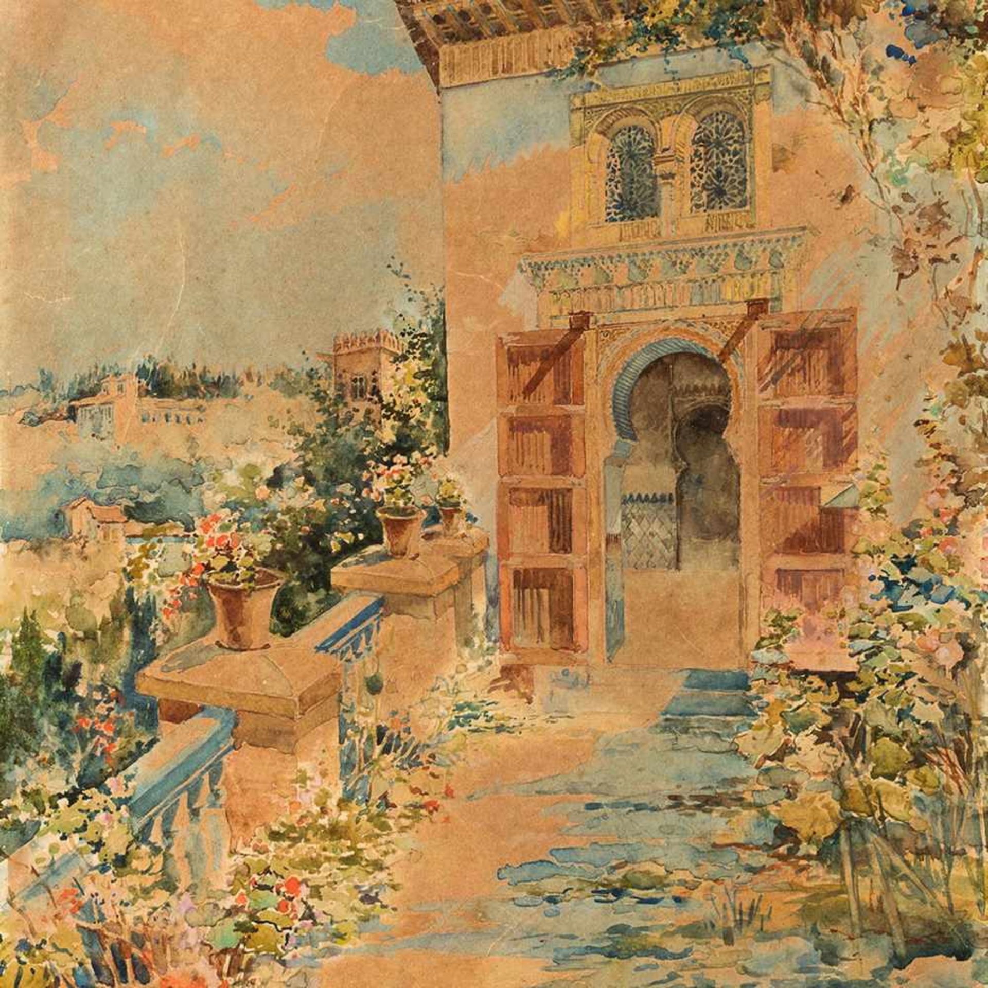 Enrique Marín Sevilla, View of the Alhambra, Watercolor< - Bild 8 aus 8