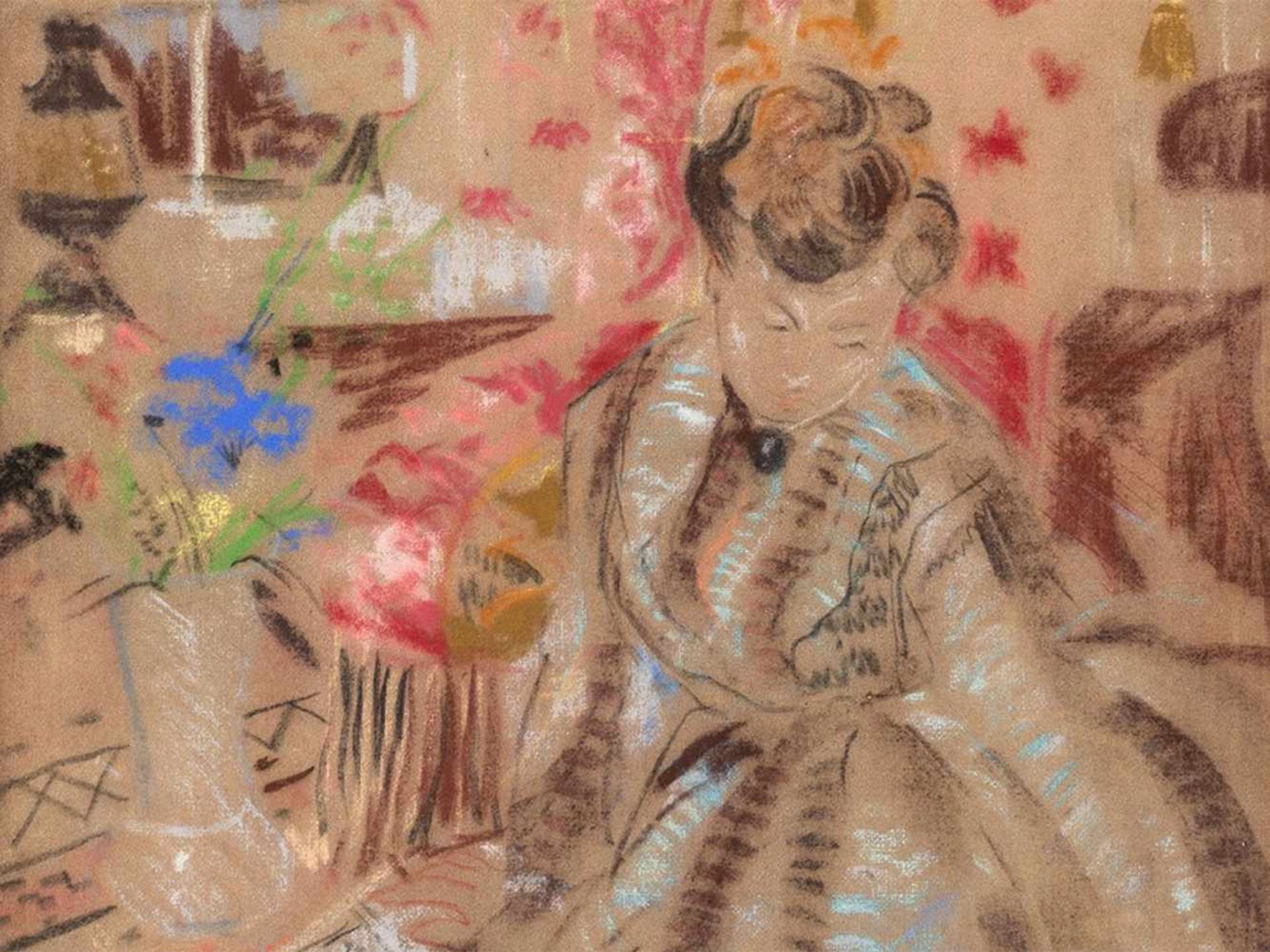 Emilio Grau Sala (1911-1975), Lady in a Salon, Pastel, 20th C. - Bild 5 aus 10