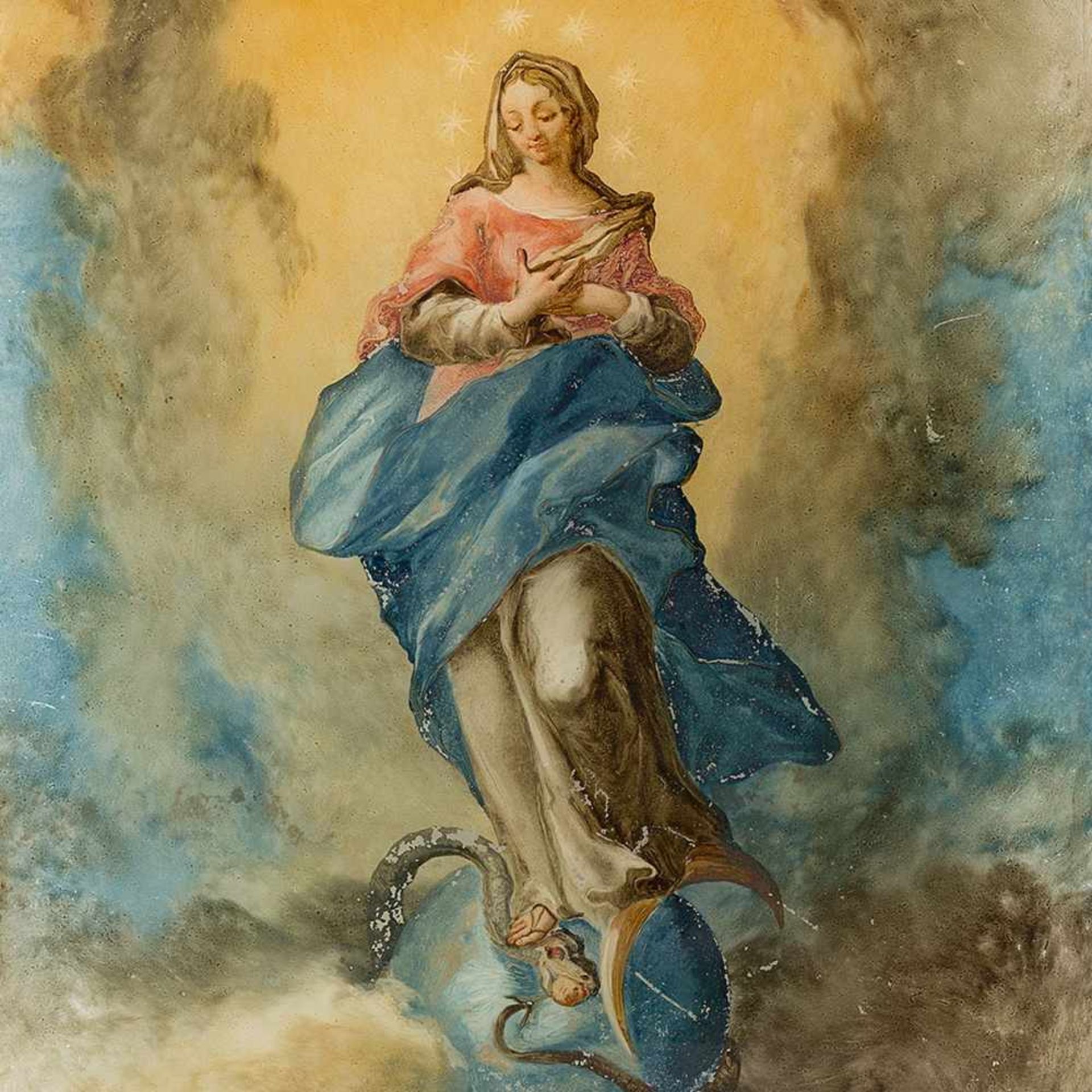 Immaculate Conception of Mary, Reverse Glass Painting, 18th C. - Bild 8 aus 8