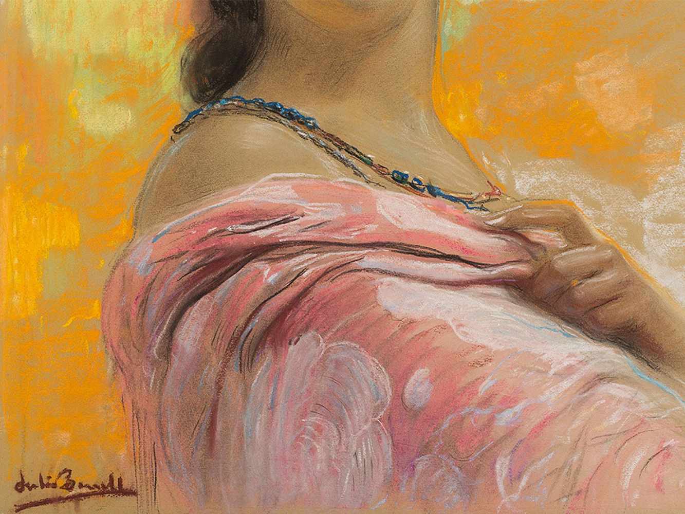 Julio Borrell Pla (1877-1957), Spanish Woman, Pastel, 20th C. - Image 6 of 8