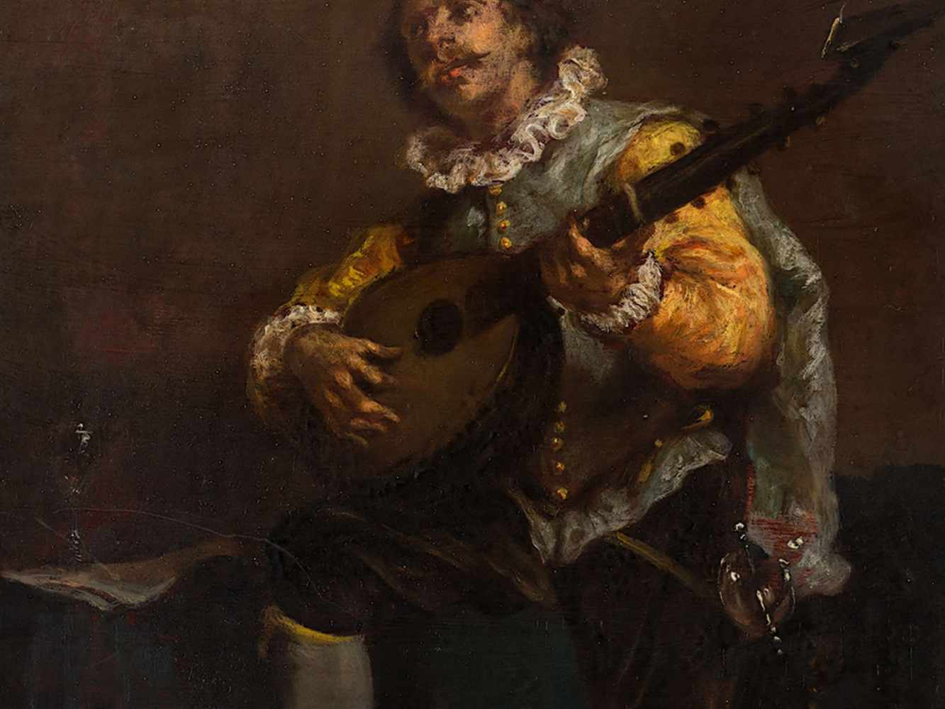 Enrique Atalaya (1851-1914), Man Playing The Lute, Oil, c. 1880 - Image 6 of 8